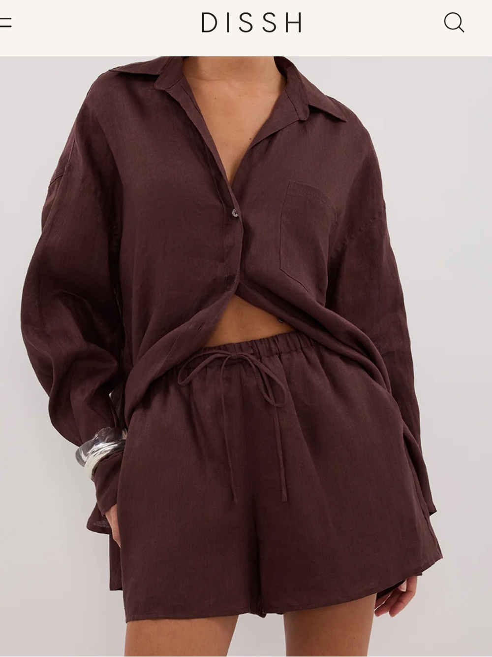 Dissh Line Walnut Linen Shorts XS